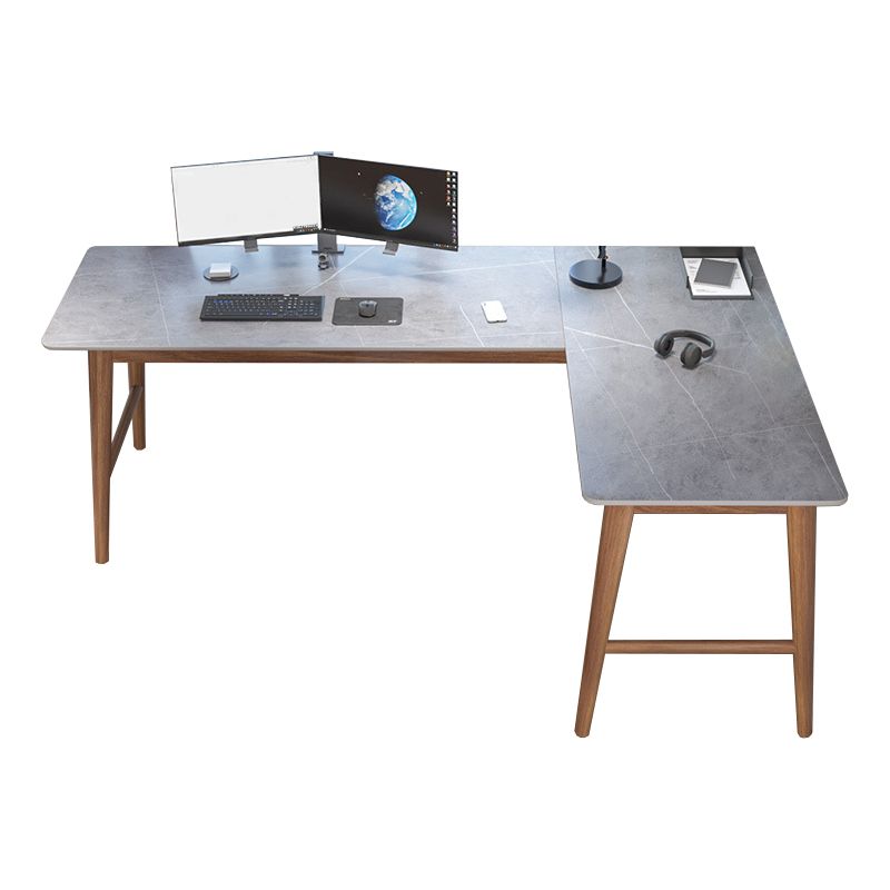 30"H Contemporary Office Desk L-Shape Ash Gray Writing Desk for Bedroom