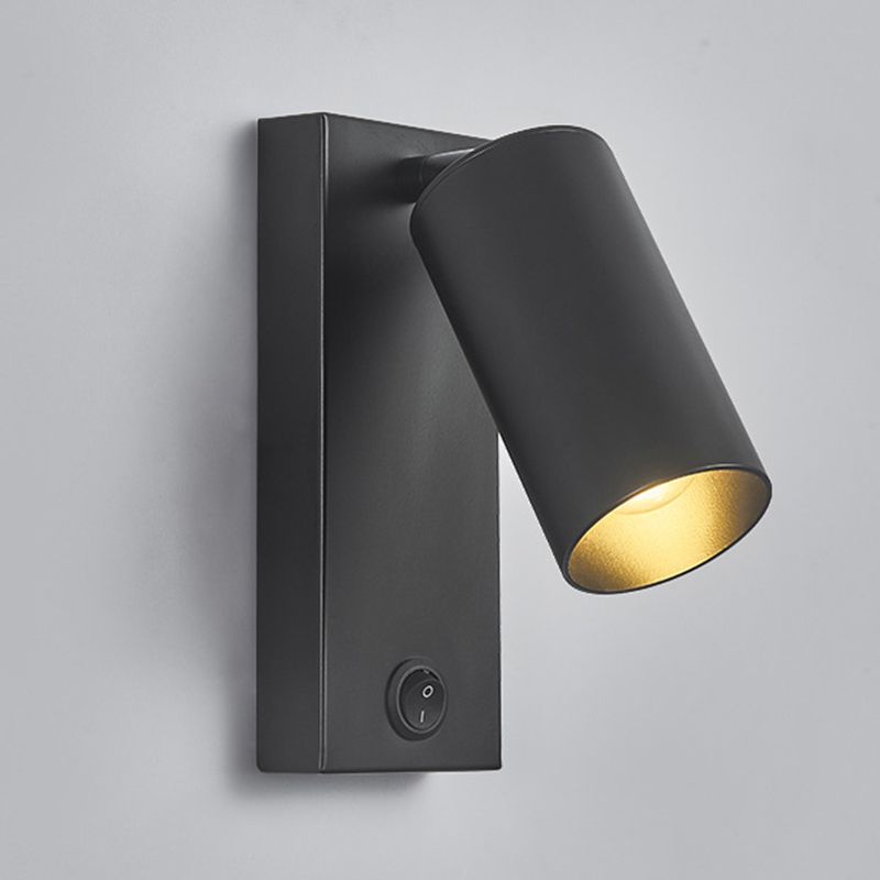 Modern Style Cylinder Shade Wall Sconce Metal 1 Light Sconces for Bedroom
