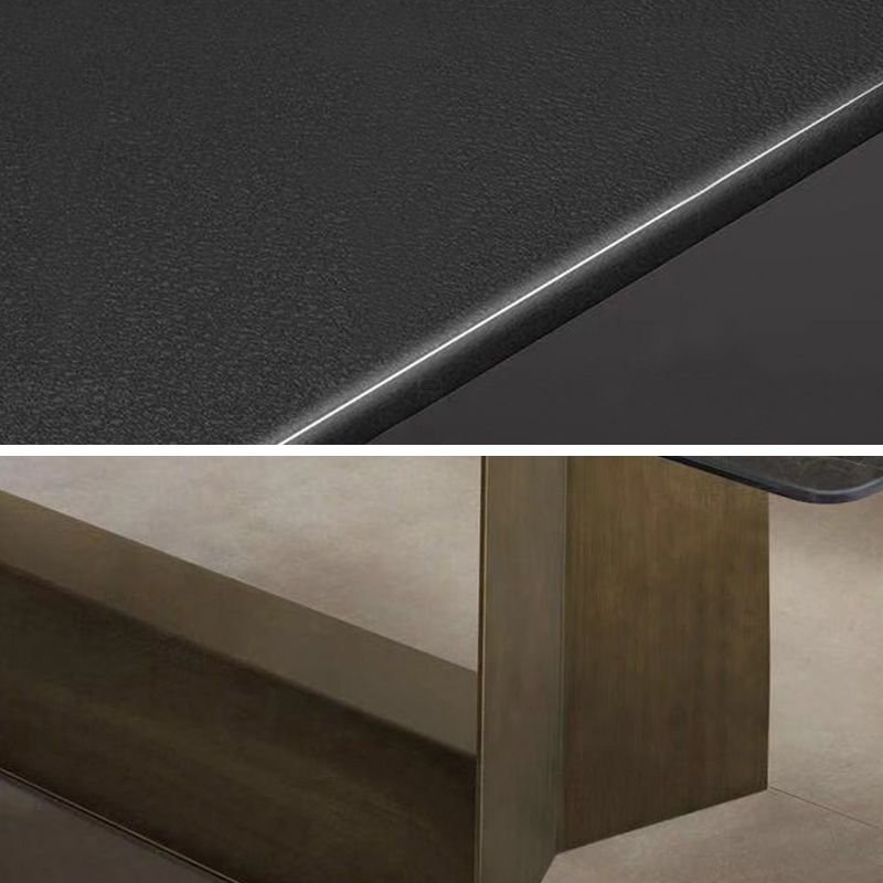 Industrial Sintered Stone Dining Table Rectangle Shape Standard Dining Table for Kitchen