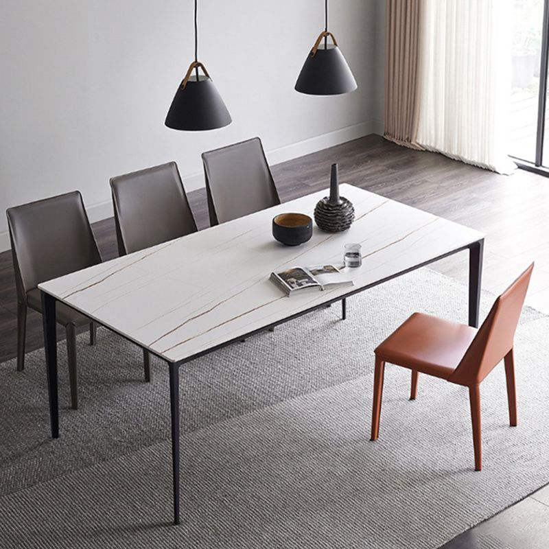 Contemporary 1/2/3/5 Pieces Dining Chairs Set Rectangle Stone Furniture in White