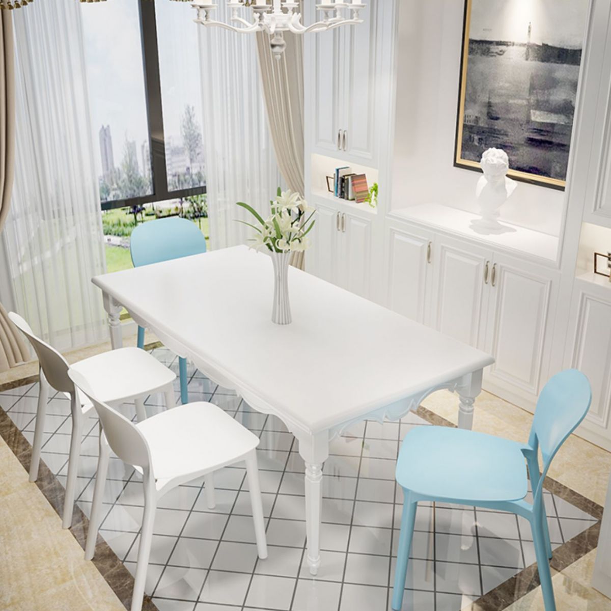 Modern Dining Room Plastic Open Back Stackable Dining Side Chair