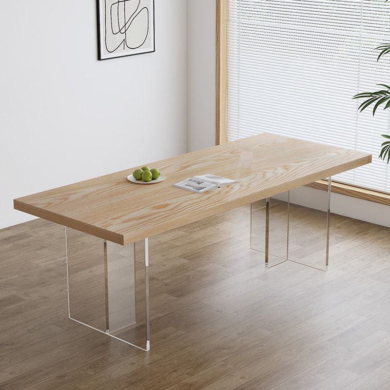 Modern Dining Room Set 1/2/5 Pcs Solid Wood Top Table with Acrylic Chairs