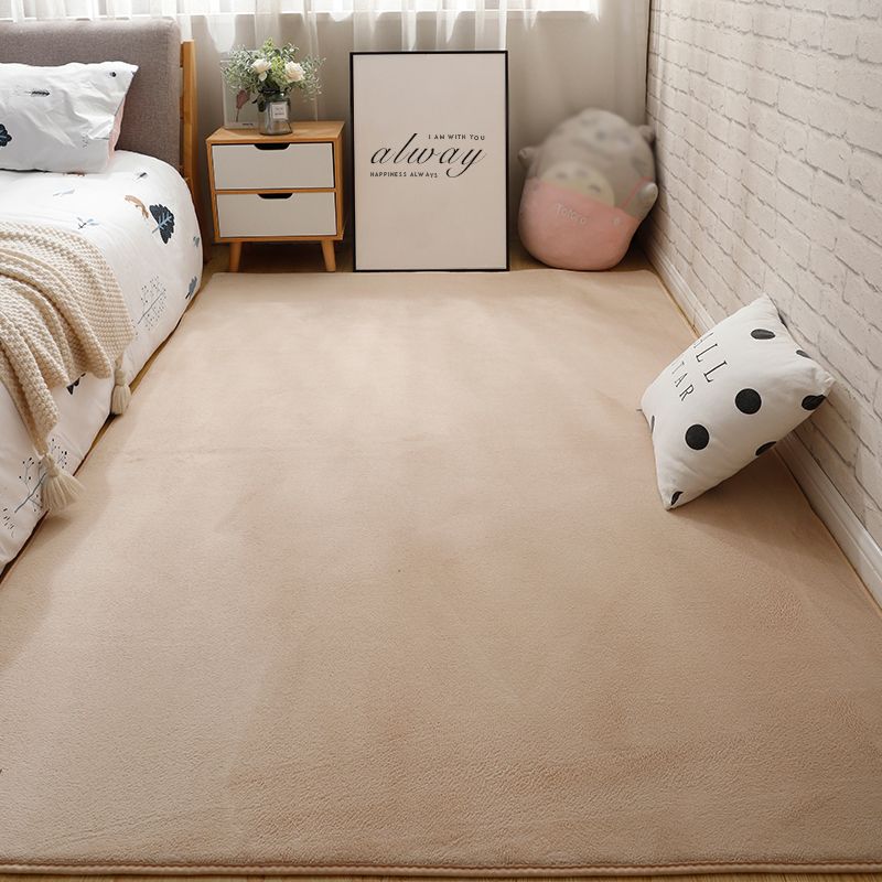 Contemporary Plain Rug Casual Polyester Carpet Non-Slip Area Rug for Living Room