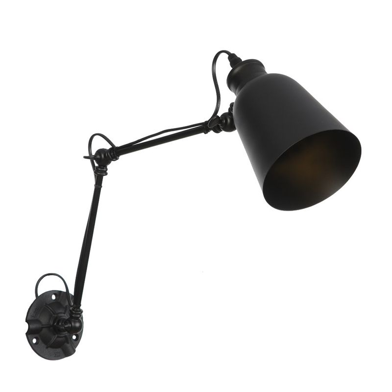 Adjustable Industrial Bell Wall Lights Metal 1-Light Wall Light Fixture