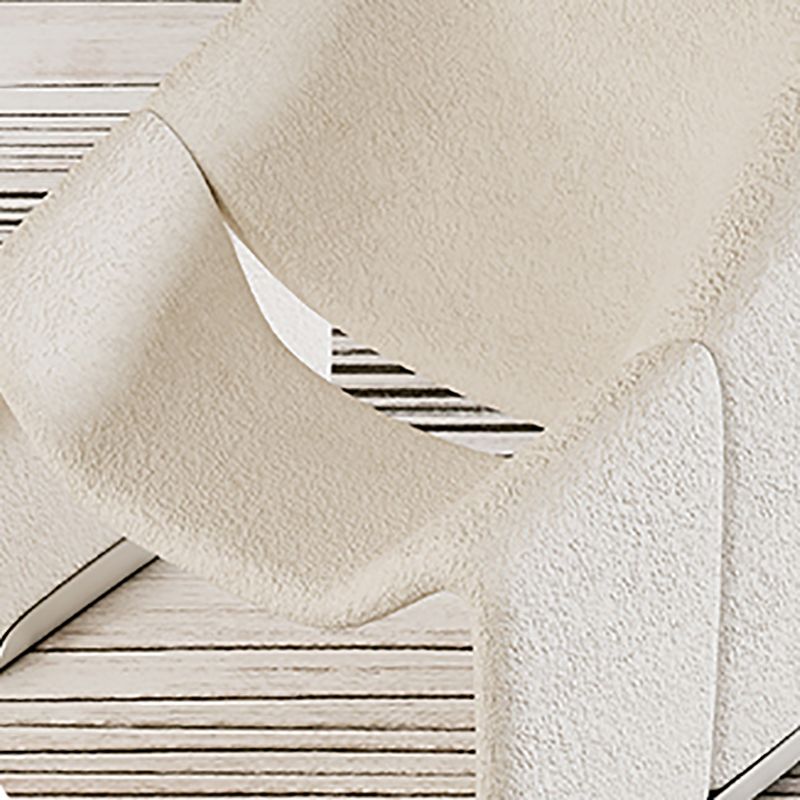 White Wool Accent Armchair with Sled Base and Tight Back in Solid Wood