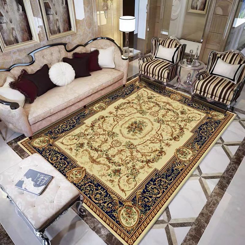 Navy Bohemian Carpet Polyester Graphic Carpet Washable Carpet for Living Room