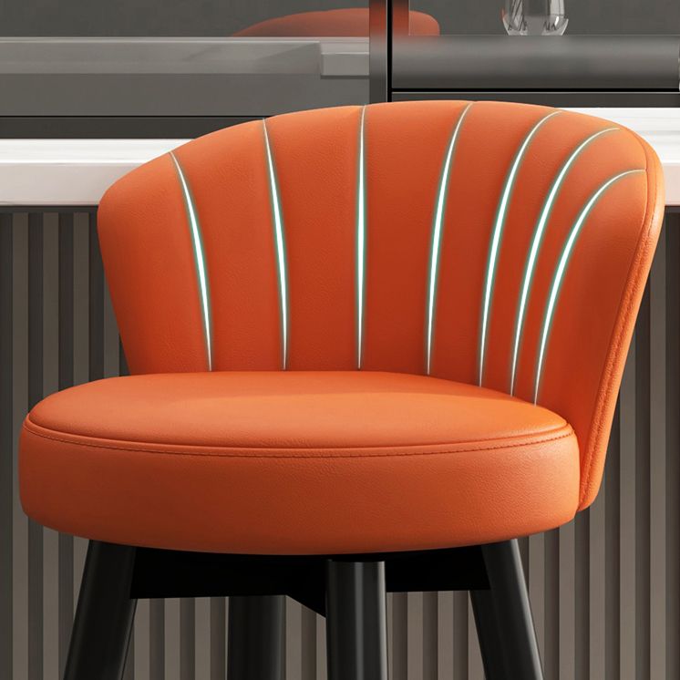 Contemporary Metal Legs Bar Stools Faux Leather Living Room Counter Chair