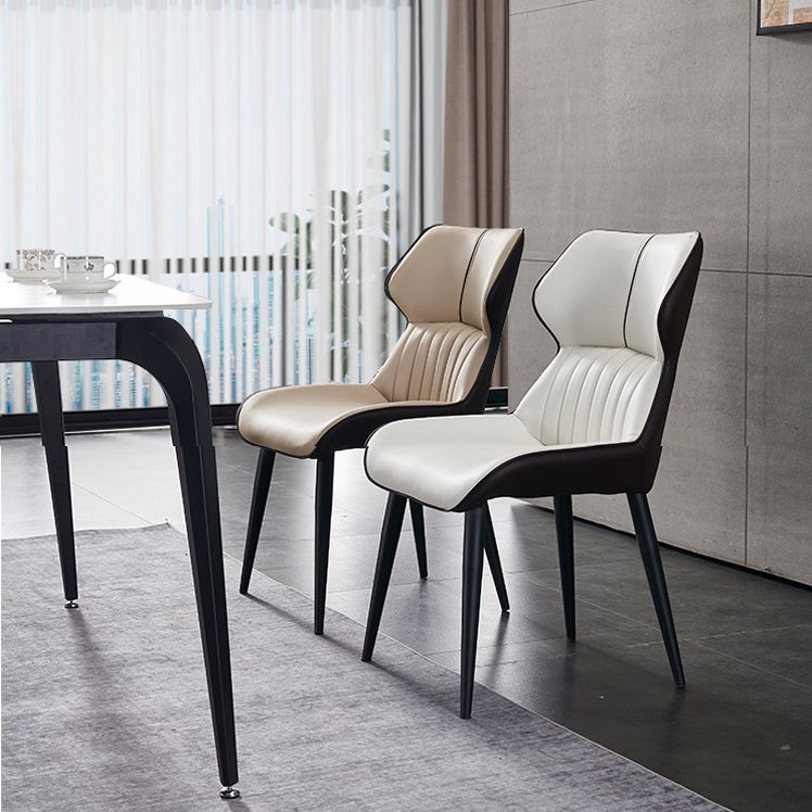 Chaise d'appoint de salle à manger moderne pour la maison, chaises de salle à manger sans accoudoirs en cuir (Ensemble de 2)