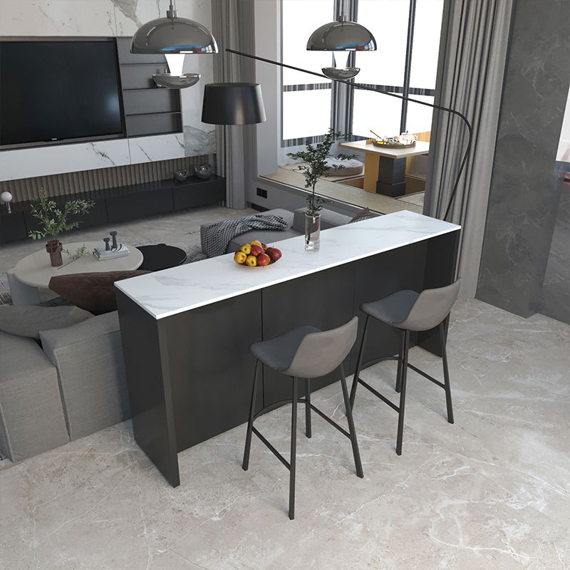 Industrial Style Bar Table Rectangle Stone Fixed Bistro Bar Desk for Indoor