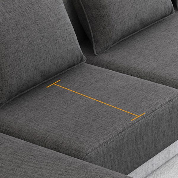 Scandinavian Style Stationary Seating Living Room Recessed Arm Pillows Sofa