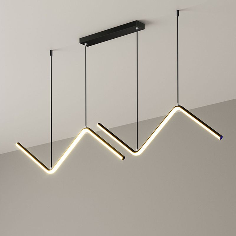 Zickzack Anhänger Leuchte Minimalismus Aluminium Esszimmer LED -Deckenlicht in Schwarz/Gold