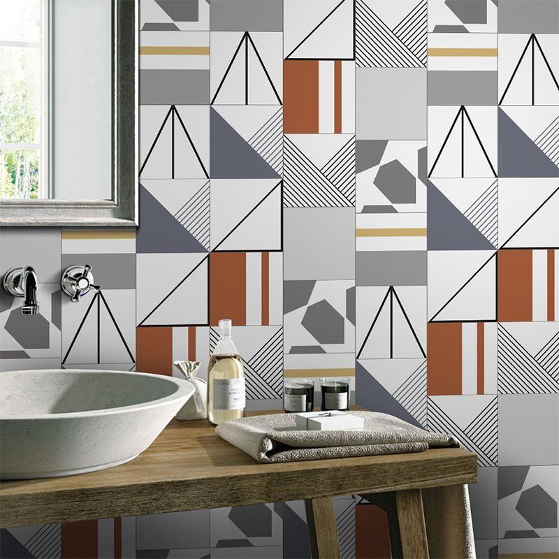 Modern Geometric Stick Wallpaper Panel 5 Pcs Grey Pick-Up Sticks Wall Art for Restaurant