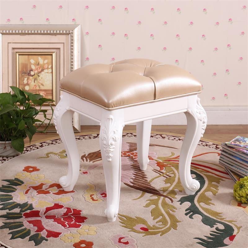 Mid-Century Modern Ottoman Faux Leather Upholstered Tufted Rectangle Ottoman