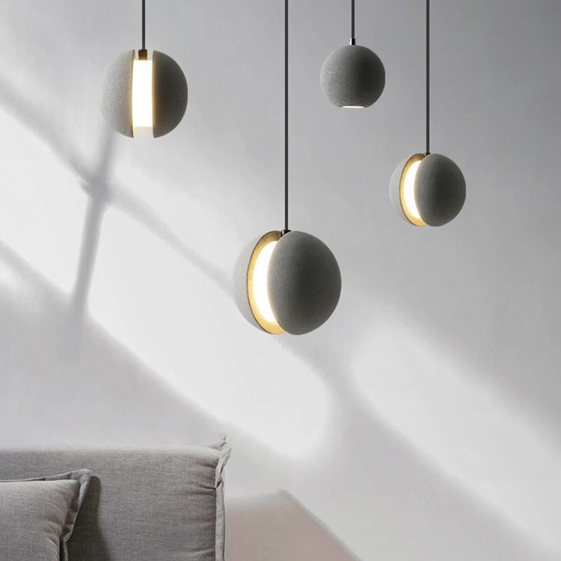 Accesorios de iluminación de colgante esférico de estilo minimalista moderno Cemento 1 luces de techo colgantes de luz para dormitorio