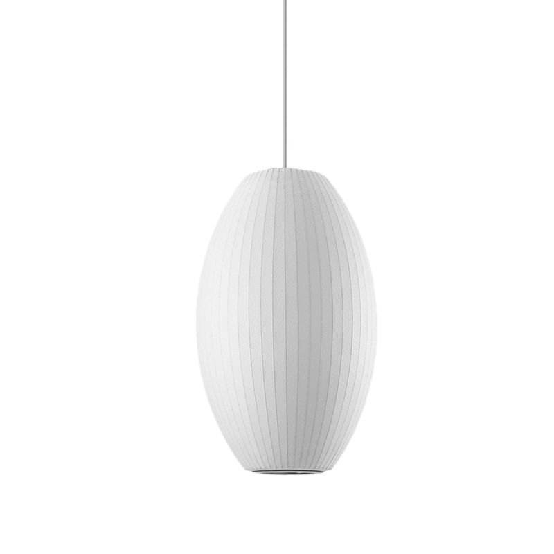 Cigar Suspension Pendant Contemporary Fabric 1 Light White Hanging Ceiling Light, 6.5"/12"/14" Wide