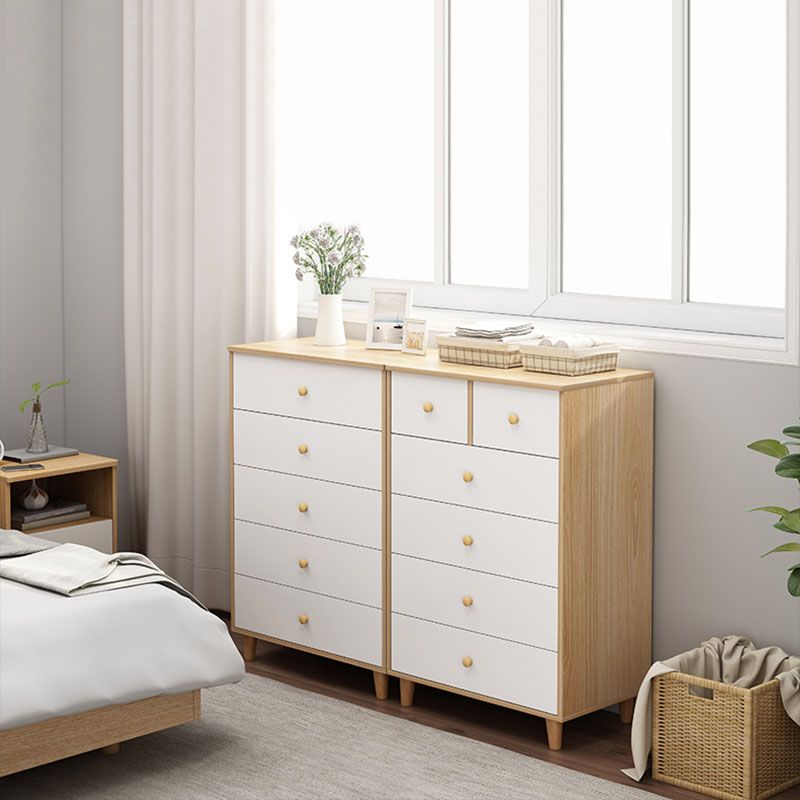 Contemporary Bedroom Chest Engineered Wood Storage Chest with Drawers