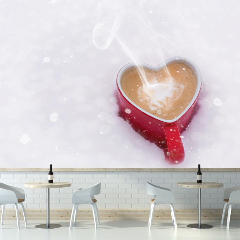 Commercial Use Photography Modern Mural Wallpaper with Coffee Graphic for Coffee Shop