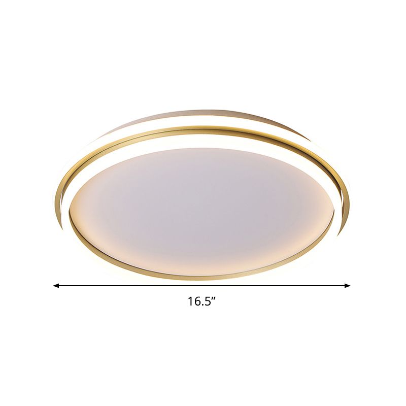 Runde, bündige Beleuchtung aus Acryl, 16,5"/20,5" Durchmesser, minimalistische LED-Deckenleuchte in Gold, warmes/weißes Licht/stufenlose Dimmung mit Fernbedienung