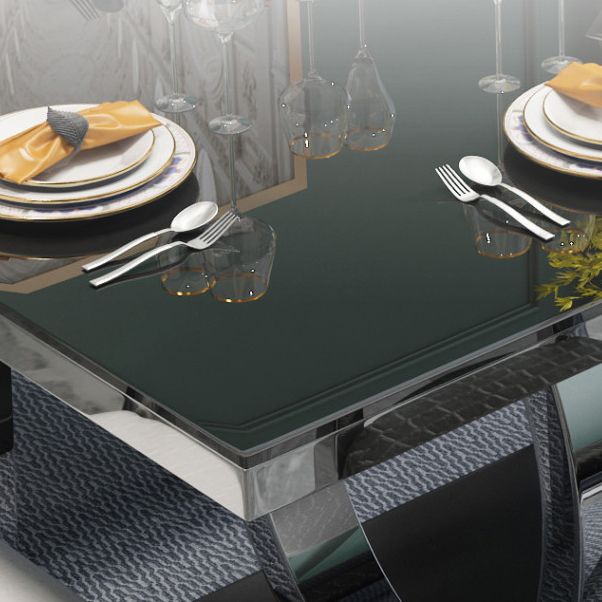 Rectangle Luxury Style Dining Table Fixed Table with Trestle Base