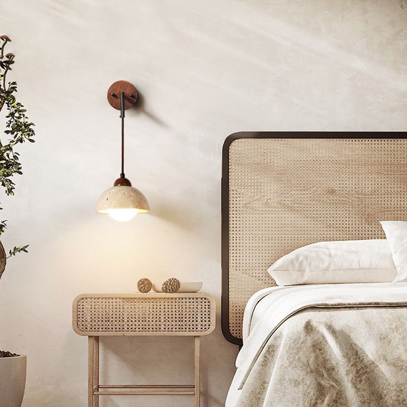 Wood Geometric Shape Wall Sconce Modern Style 1 Light Wall Light Sconce in Brown