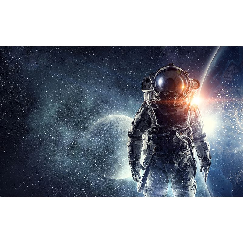 Giant Futuristic Mural Decal in Blue Astronaut Scenery Wall Decor, Custom Printed