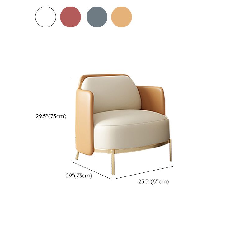 Contemporary Sewn Pillow Back 4 Legs Chair Upholstered Recessed Arms Chair