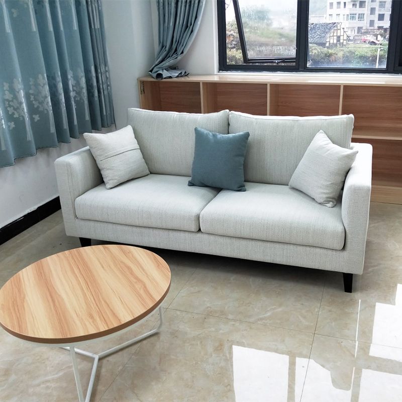 Contemporary Linen Tuxedo Arm Standard Sofa with Loose Back for Living Room