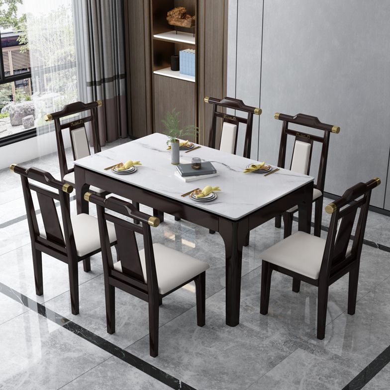 Stone Dining Room Collection Midcentury Style Rectangle 4 Legs Furniture for Home