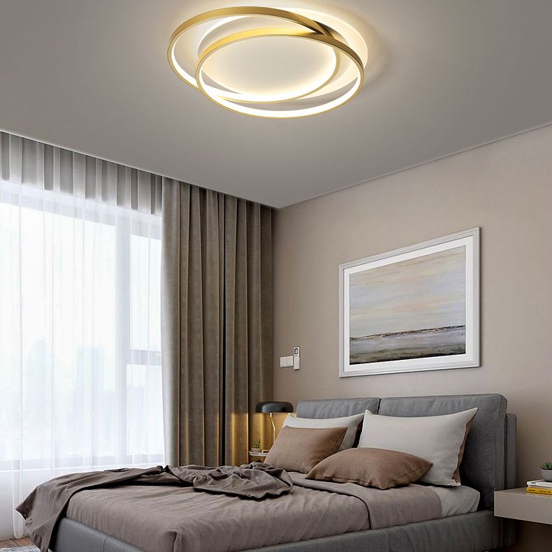 Round Semi Flush Mount Light Modern Minimalist Metal LED Ceiling Flush Mount for Hallway
