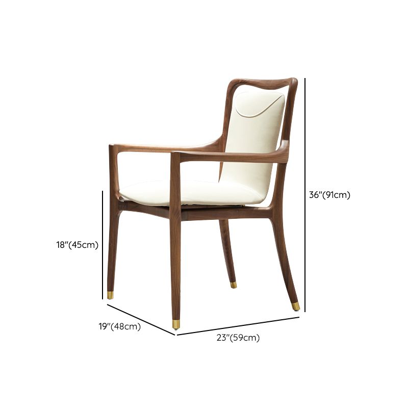 Dining Room Contemporary Walnut Wood Upholstered Solid Back Dining Chair