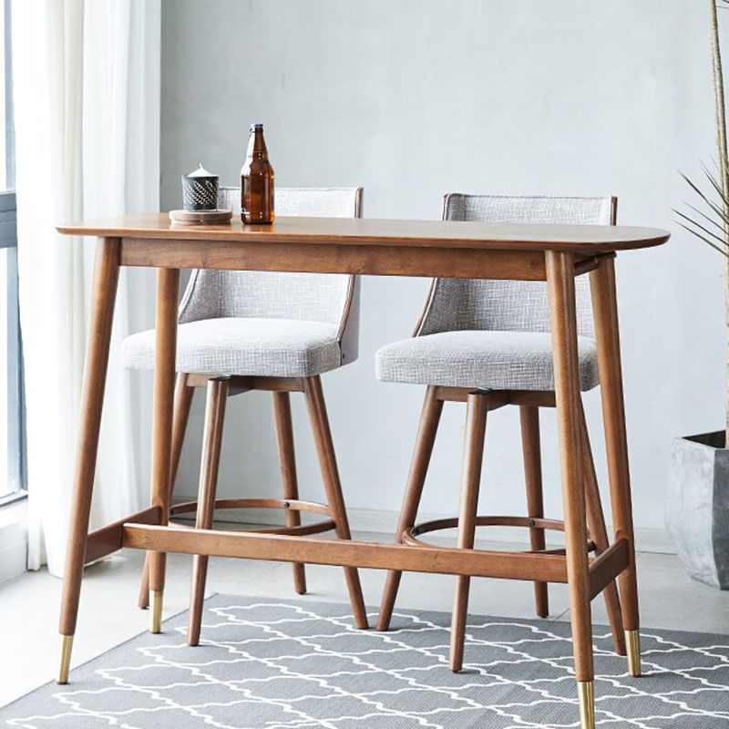 Industrial Style Natural Wood Bar Table Oval Top Indoor 40.75"H Bistro Table