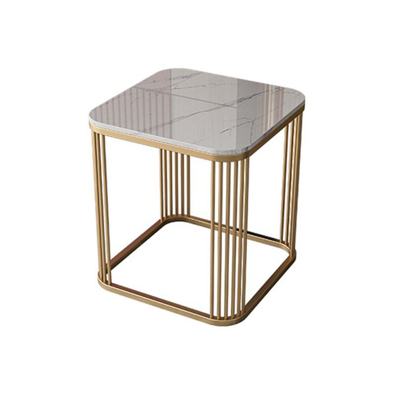 Contemporary Frame End Table Square Slate Top End Table, 21.7" Tall