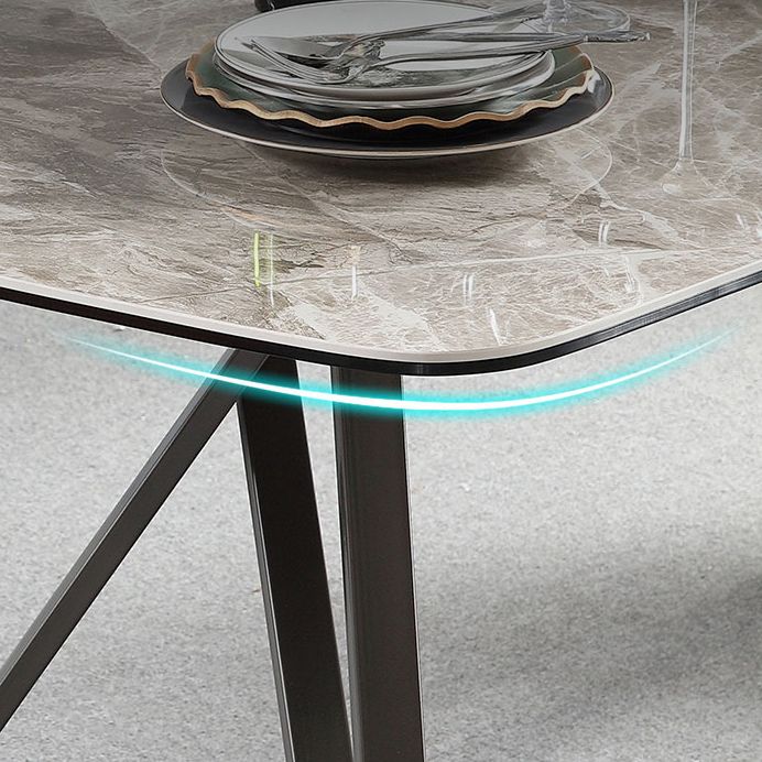 Mesa de comedor de estilo moderno Mesa de piedra sinterizada con 4 patas Base de acero al carbono