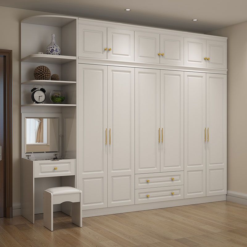 Manufactured Wood White Wardrobe for Home Modern Cabinet with Drawers