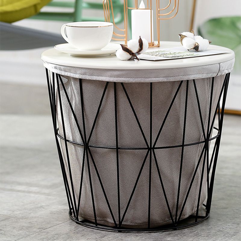 Contemporary Metal Round Top Coffee or End Table with Fram Base