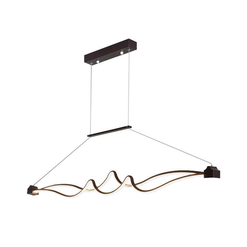 1 Light LED Office Chandelier with Symmetrical Acrylic Shade Brown Ceiling Pendant over Table in Warm/White/Natural Light