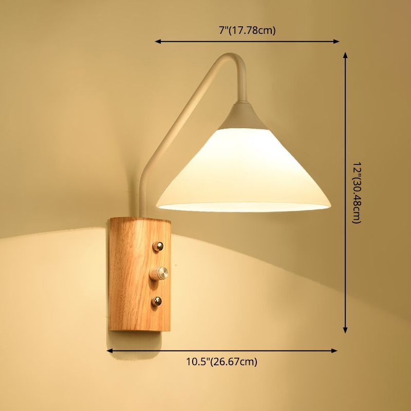 Modern Simplicity Cone Wall Lamps Opal Glass Wall Lighting Fixtures for Restaurant