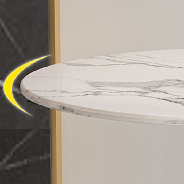 Metal Modern Round Dining Table Sintered Stone Top Table for Dining Room