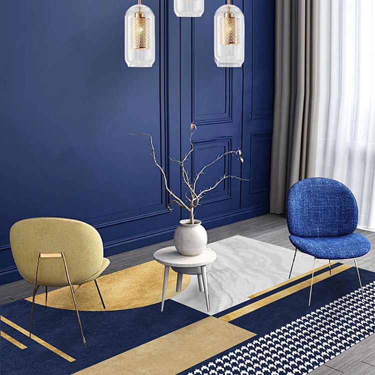 Multicolored Modern Rug Geometric Design Carpet Polyester Washable Indoor Rug for Living Room