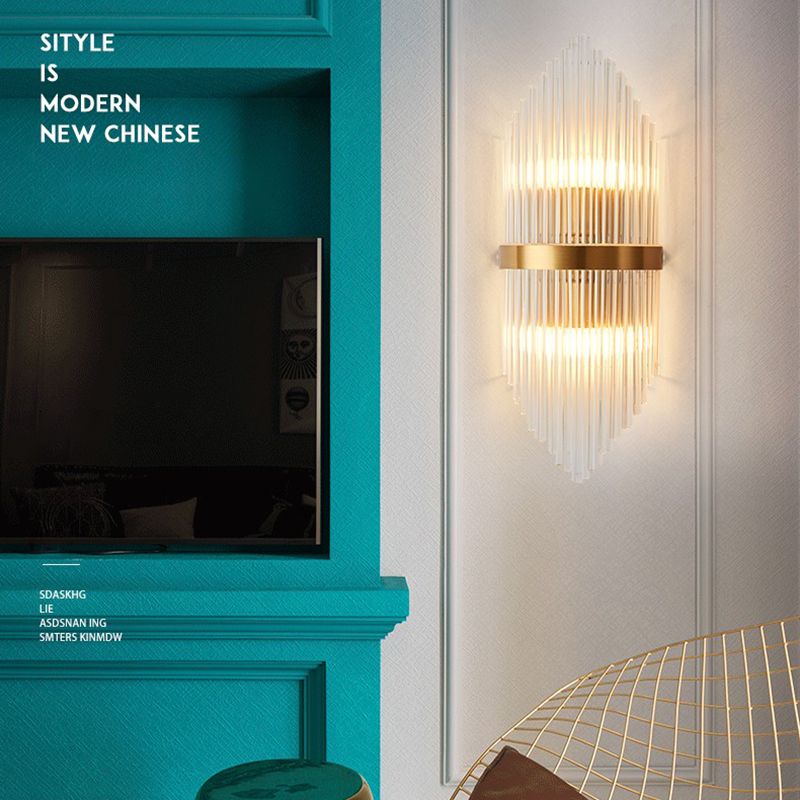 Crystal Wall Sconce 1 Light Modern Style Wall Mount Lamp with Metal for Bedroom