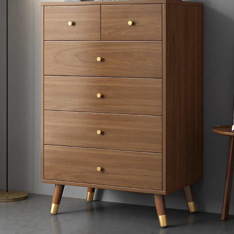 Mid-Century Brown Chest with Drawers and Straight Legs 23.62" Long