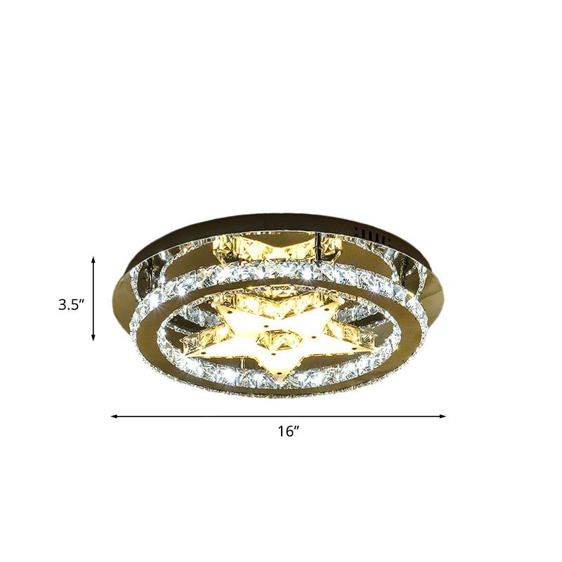 Lampada da soffitto a LED Lampada da incasso in cristallo minimalista sfaccettato a forma di stella in cromo con design a cerchio