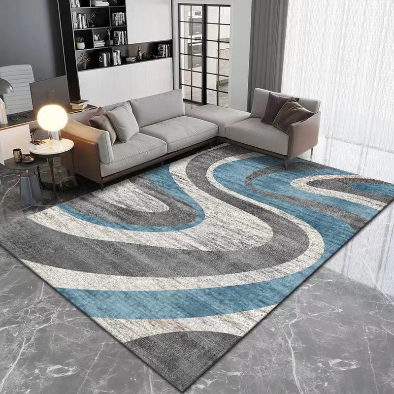 Light Brown Minimalist Rug Polyester Striped Rug Stain Resistant Rug for Living Room