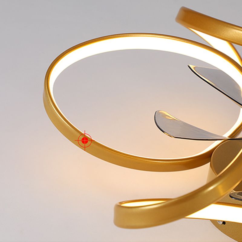 Contemporary Waves Ceiling Fan Light Metal 1 Light LED Ceiling Fan for Bedroom