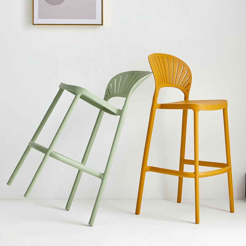 29.53" Plastic Scandinavian Kitchen Dining Room Armless Stool Low Back Bar Stool
