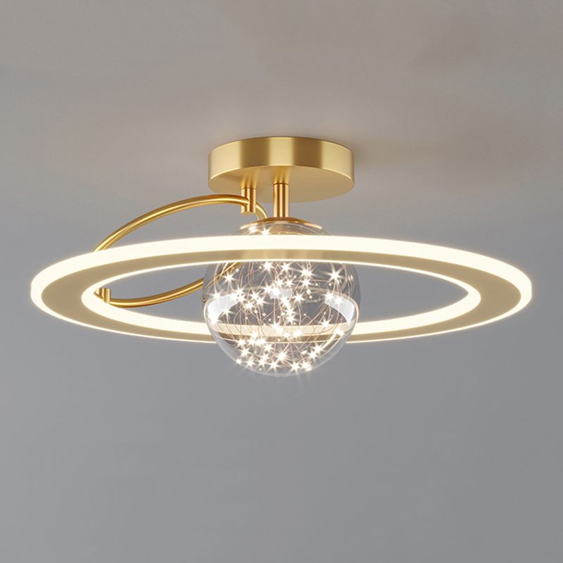 Modern Sphere Flush Light Fixture Metal 2 Light Flushmount Lighting for Bedroom