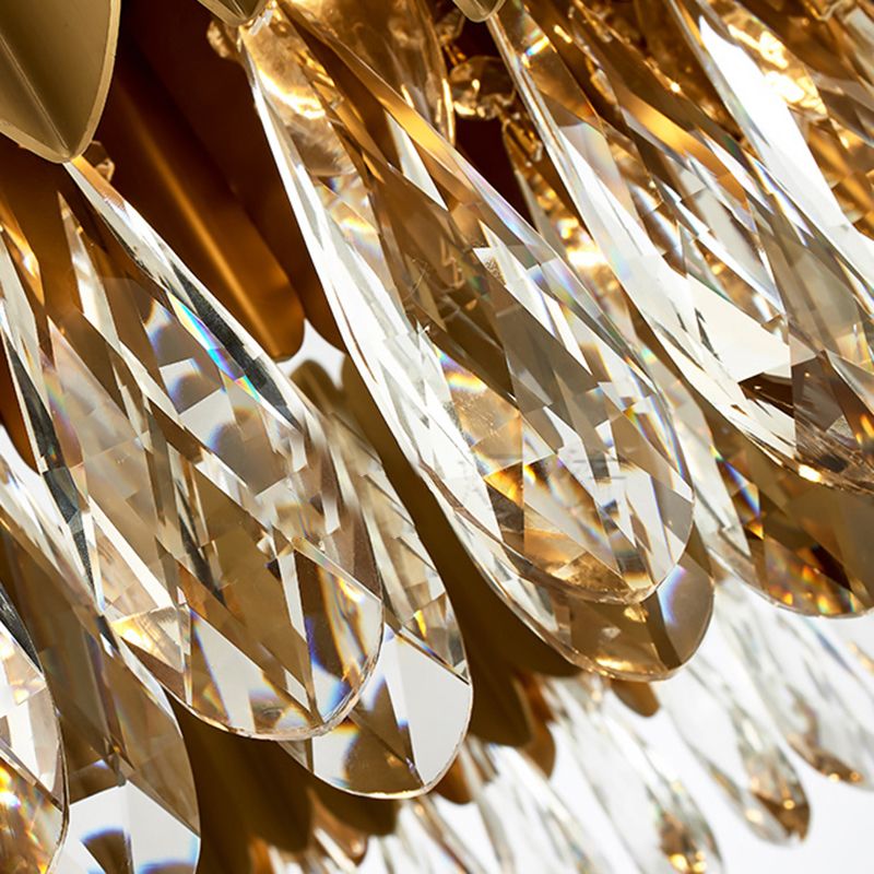 Contemporary Style Geometry Shape Chandelier Lights 9 Light Crystal Hanging Lights