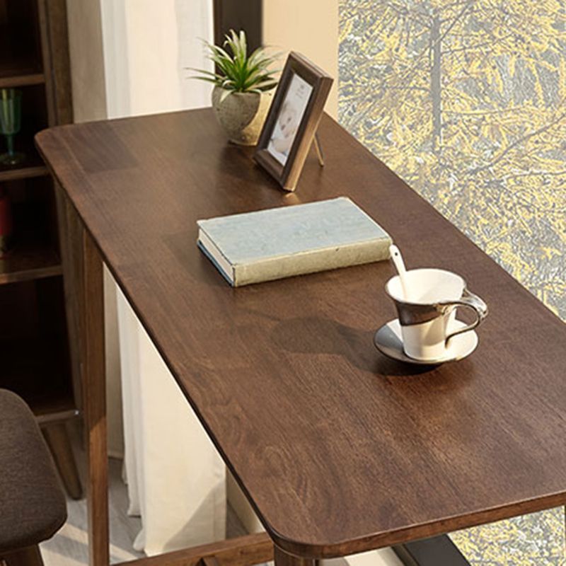 Mesa de comedor de barra contemporánea Mesa de barra de madera Rectangle Base de caballete en marrón