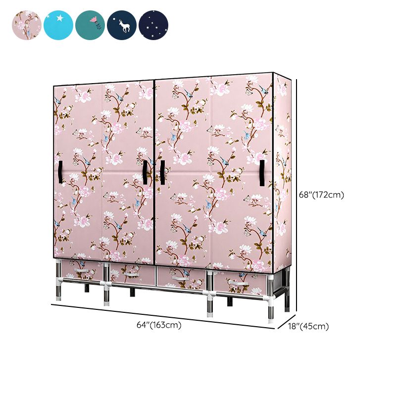 Contemporary Wardrobe Cabinet with Legs Steel Wardrobe Armoire