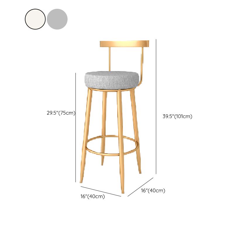 Glam Style Counter Stool Upholstered Living Room Bar Stool with  Metal Legs